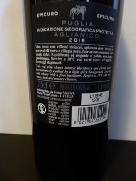 Aglianico 2018, Epicuro