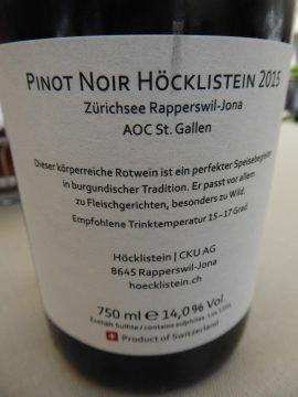 Pinot Noir Hoecklistein 2015, Weingut Höcklistein