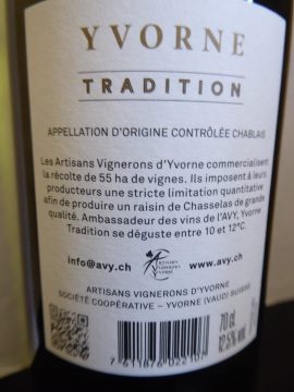 Yvorne Tradition 2018, Artisans Vignerons d'Yvorne (AVY)